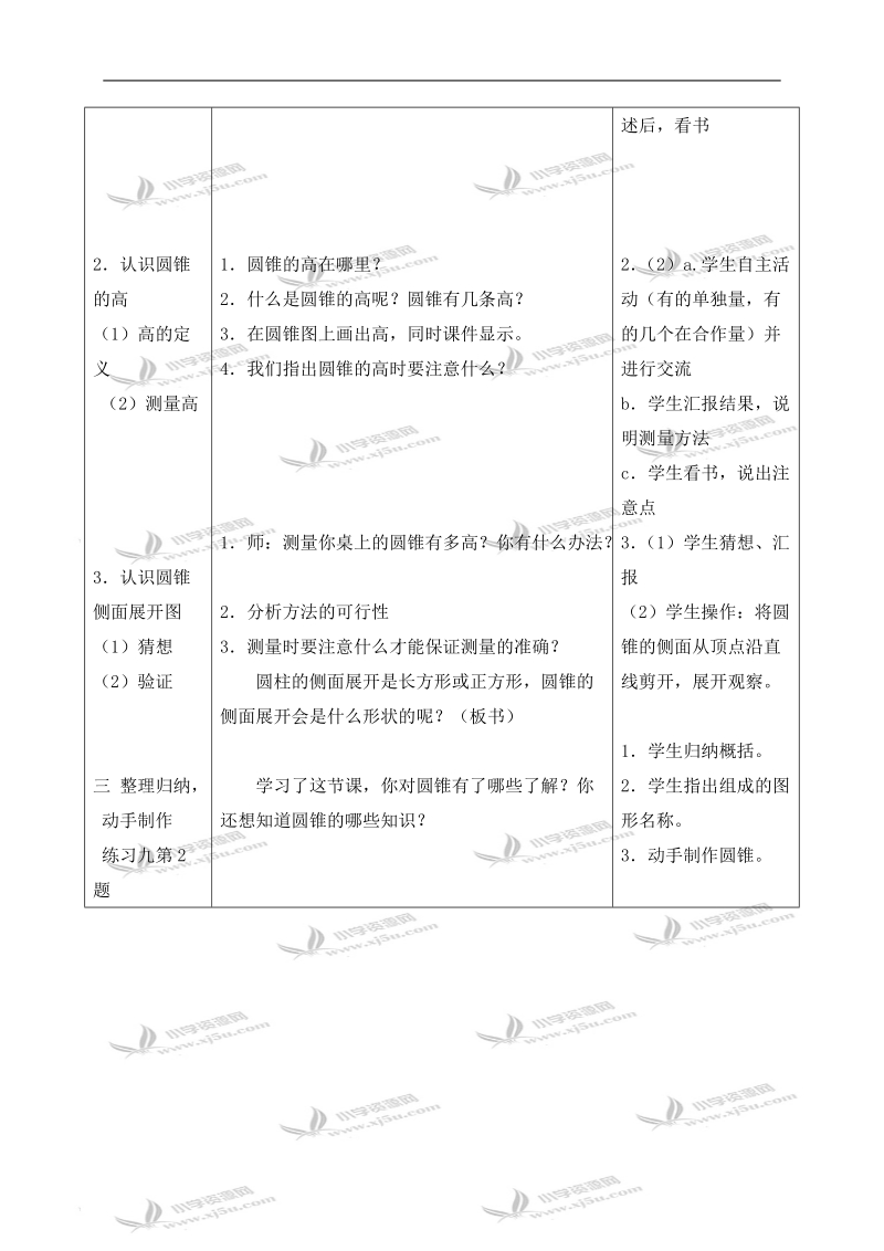 （人教版）六年级数学下册教案 圆锥的认识 1.doc_第2页