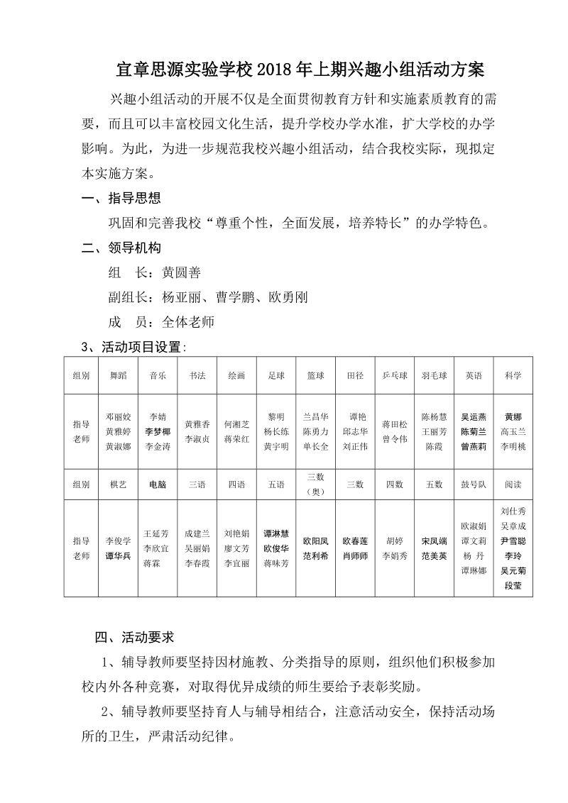 2018年上期学校兴趣小组活动方案.doc_第1页