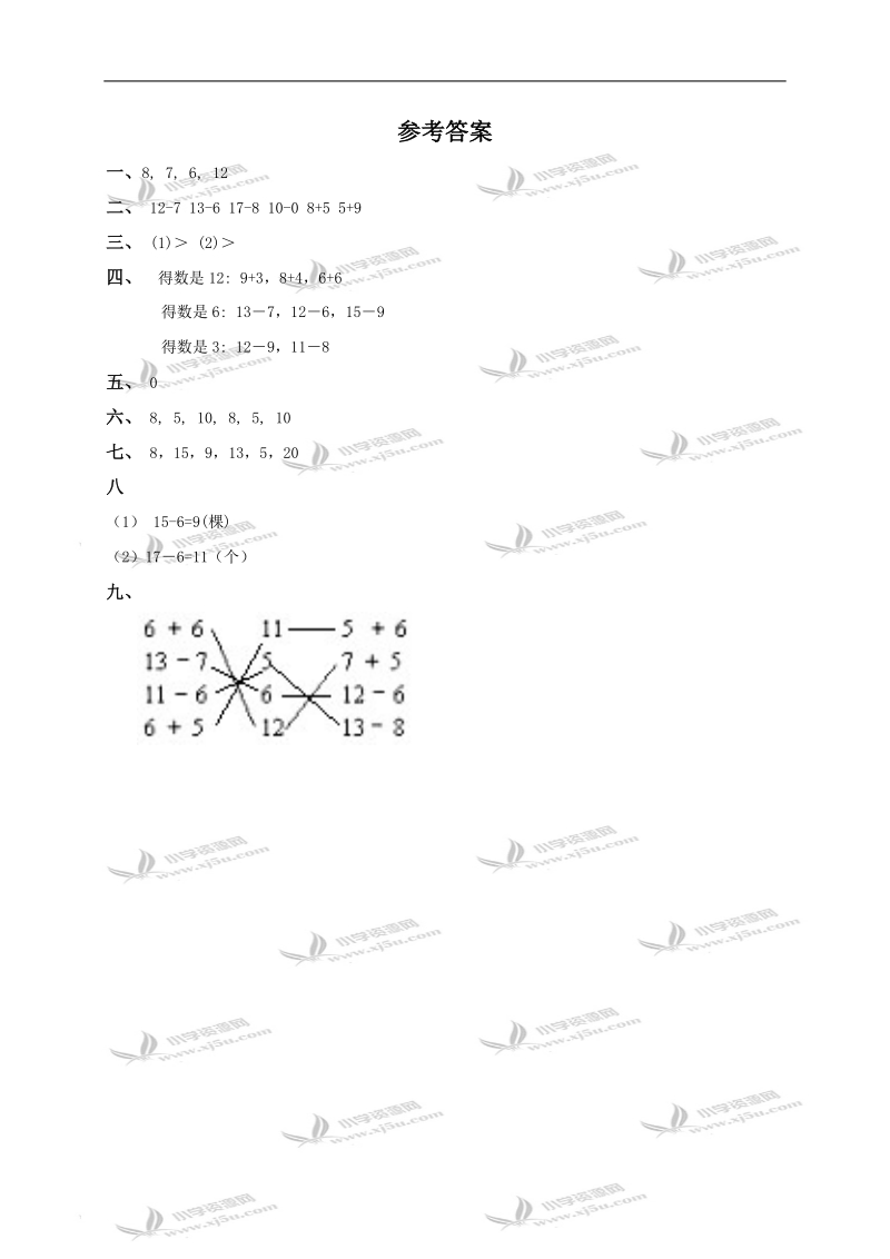 （人教版）一年级数学下册 （十几减6）及答案.doc_第3页