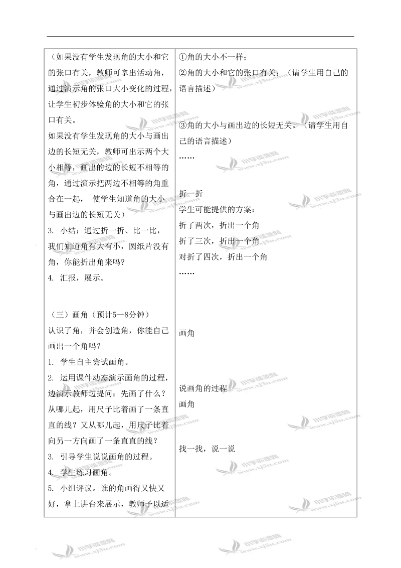 （人教新课标）二年级数学上册教案 角的初步认识 3.doc_第3页