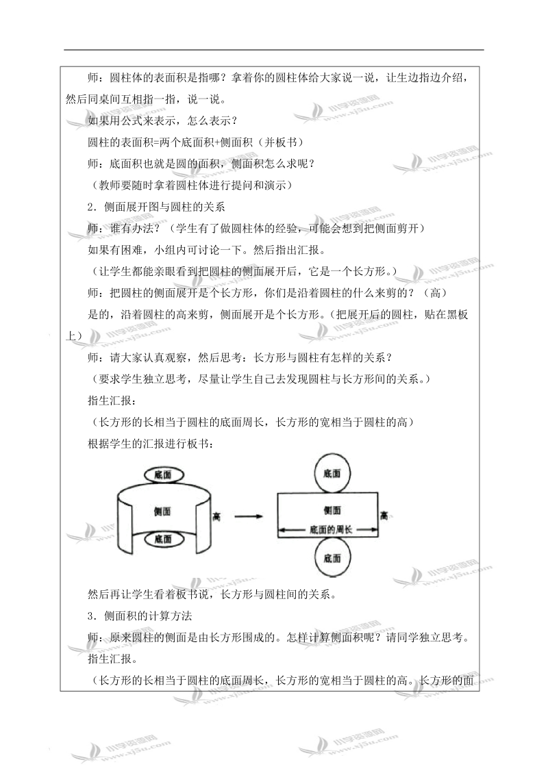 （北师大版）六年级数学下册教案 圆柱的表面积 2.doc_第2页