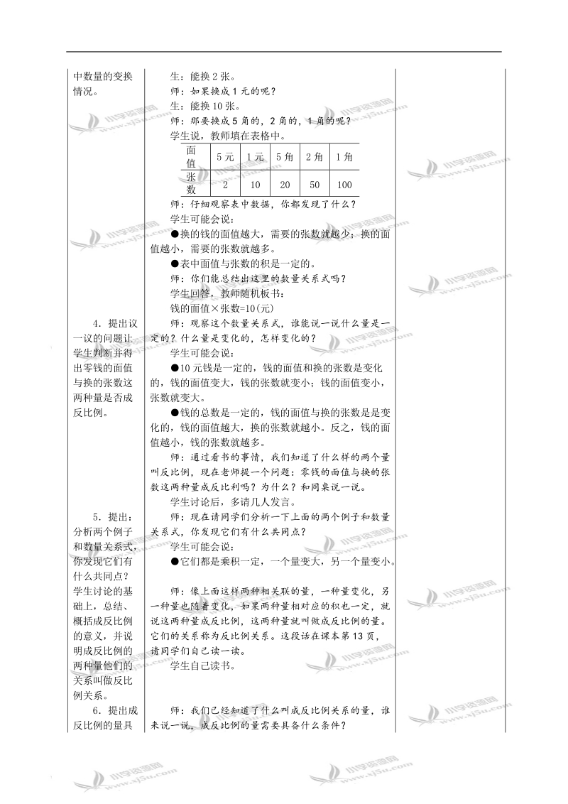 （冀教版）六年级数学下册教案 认识反比例.doc_第3页