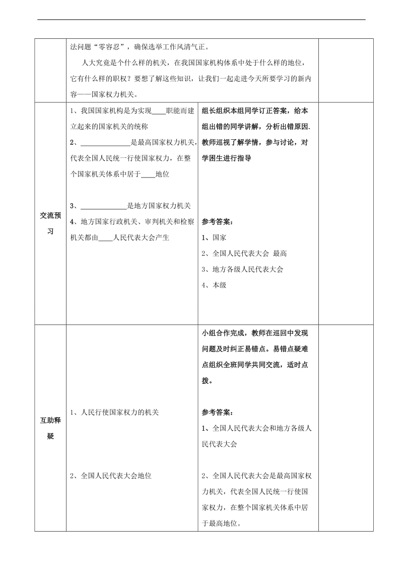 （部编）道德与与法治2018年八年级下册第六课第一节国家权力机关导学案.doc_第2页