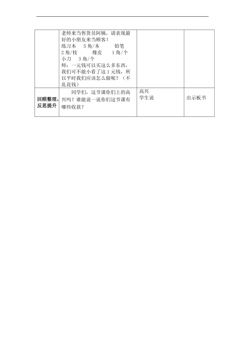 （人教标准版）一年级数学下册教案 认识人民币.doc_第3页