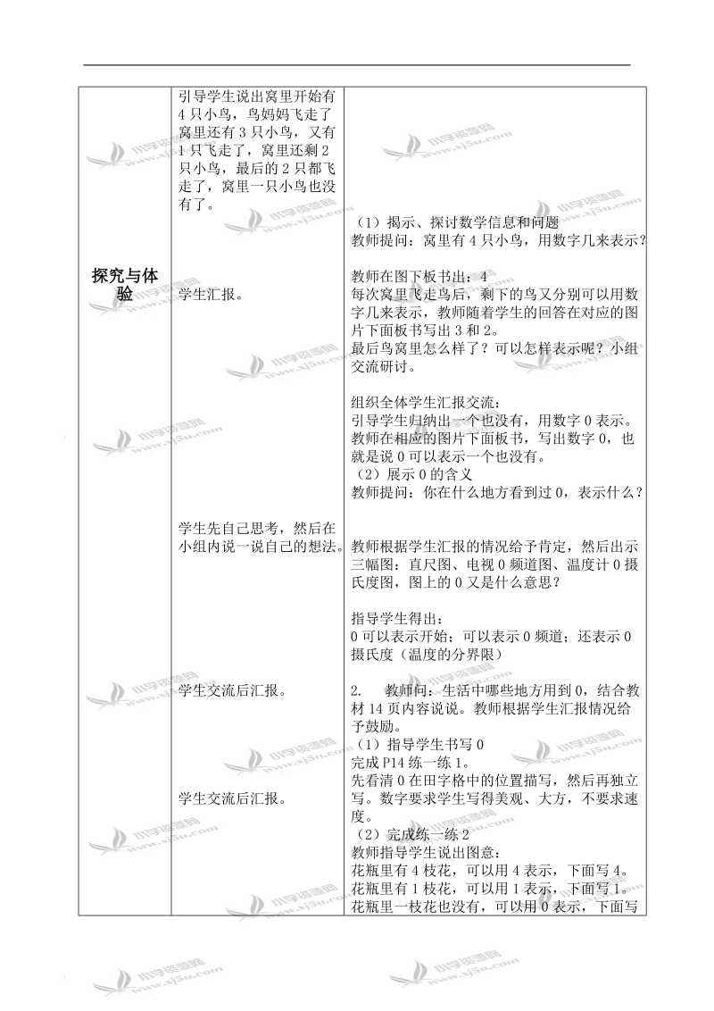 （冀教版）一年级数学上册教案 0的认识 1.doc_第2页