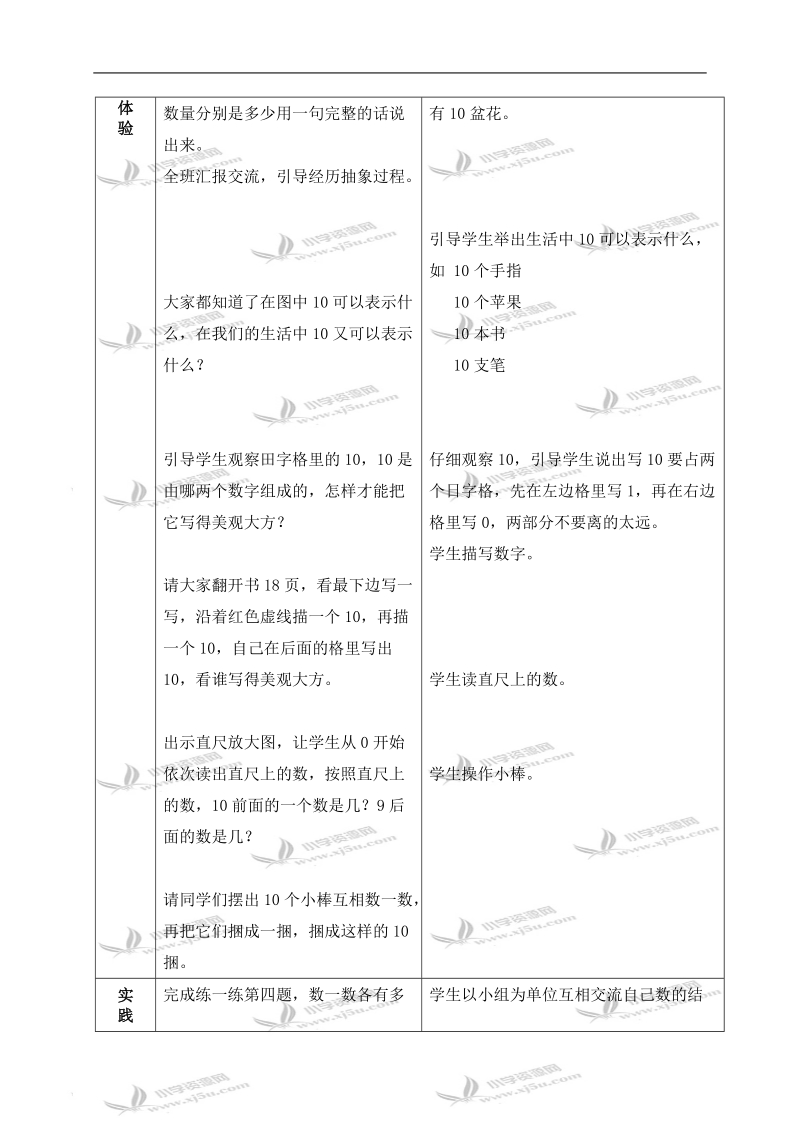 （冀教版）一年级数学上册教案 10的认识 3.doc_第2页