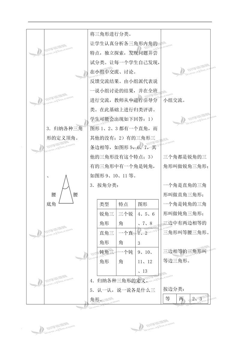 （北师大版）四年级数学下册教案 三角形的分类.doc_第2页