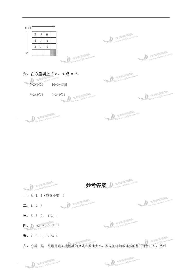 （人教版）一年级数学上册 10以内数的连加、连减以及混合运算（一）及答案.doc_第2页