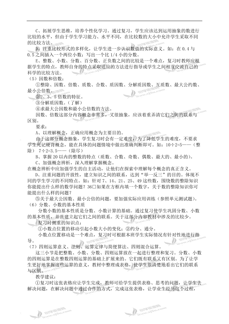 （人教版）六年级数学下册复习导读 数和数的运算.doc_第2页