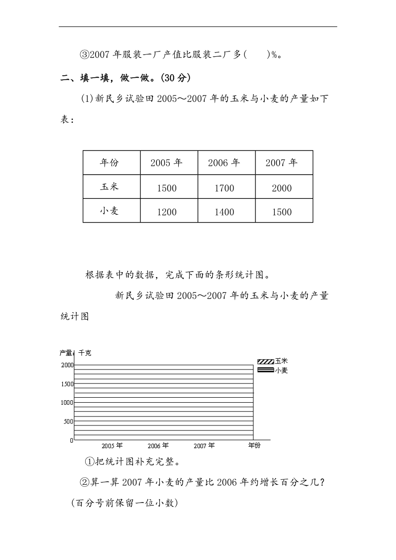 （北师大版）六年级数学上册 第5单元 统计单元检测（无答案）.doc_第2页