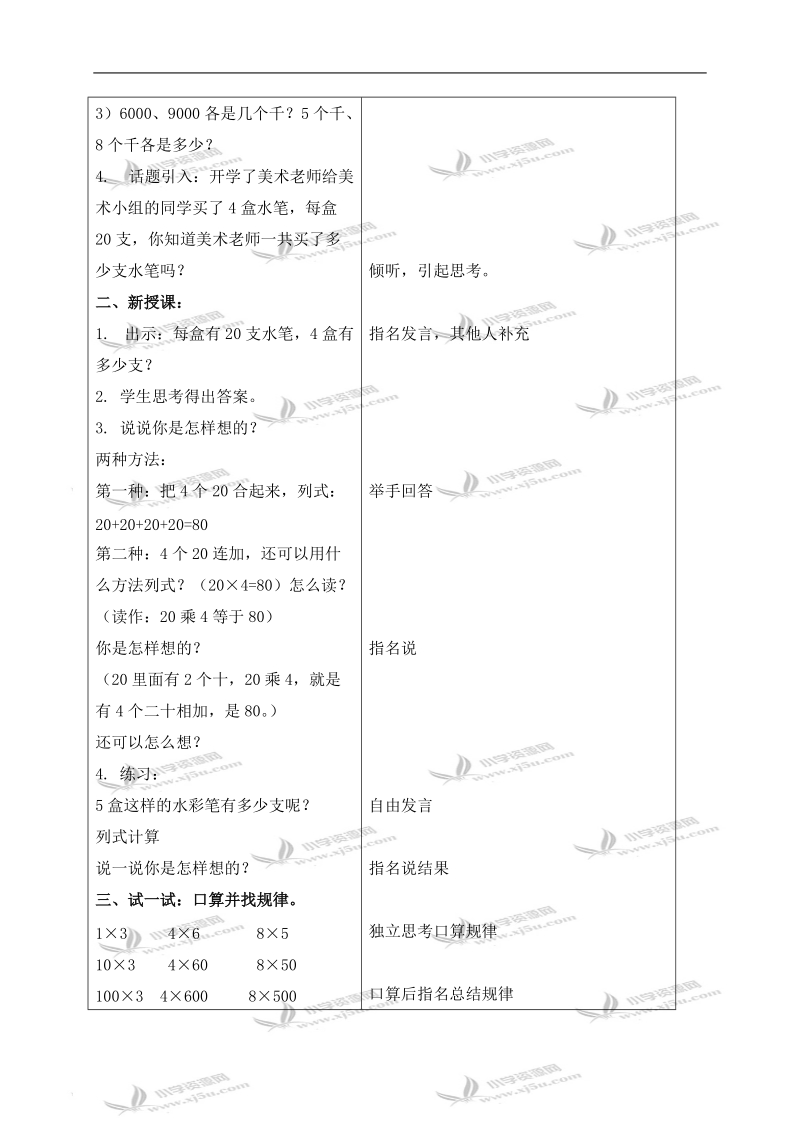 （北京版）三年级数学上册教案 口算乘法 3.doc_第2页