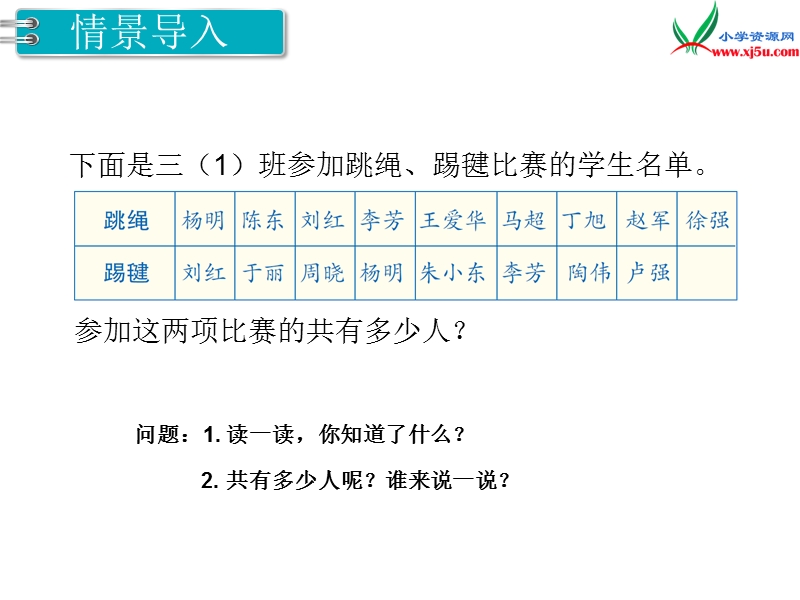 【人教新课标】2017秋三年级数学上册课件第9单元 第1课时 集 合.ppt_第2页