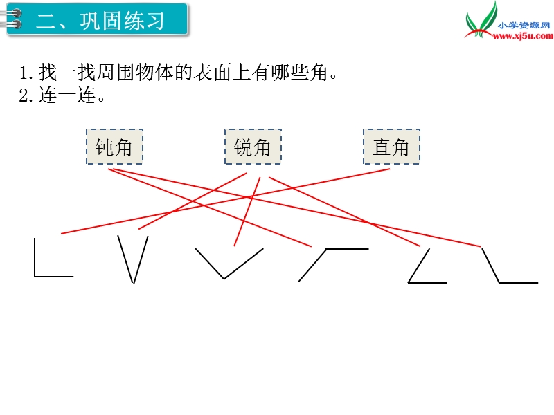 2017秋二年级数学上册课件第3单元 第3课时  认识锐角和钝角【人教新课标】.ppt_第3页