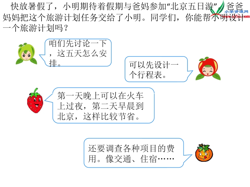 （人教新课标）2016春六年级数学下册第6单元 5综合与实践 第2课时 北京五日游.ppt_第2页