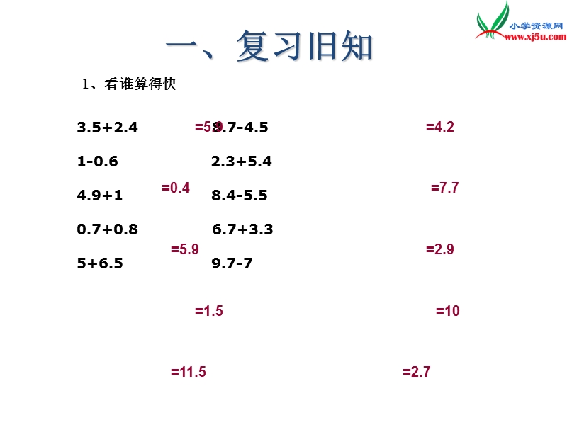 （人教新课标版）2016春四年级数学下册 6.3《小数加减法简便运算》课件1.ppt_第2页