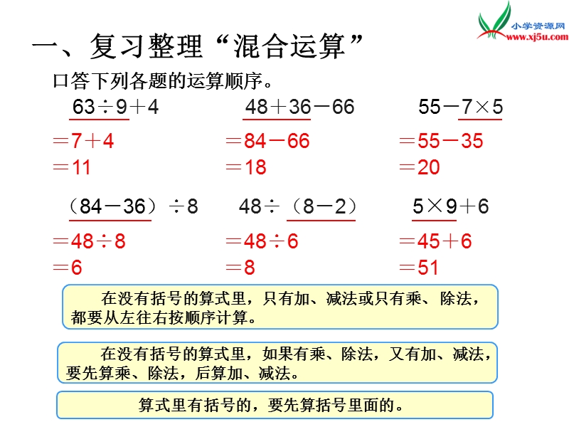 （人教版）二年级数学下册第10单元课题 2  复习混合运算、万以内数的认识.ppt_第2页