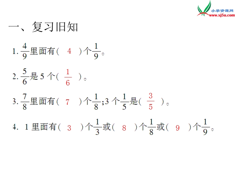 2017年（人教版）三年级数学上册第8单元 课题2 第1课时 分数的简单计算.ppt_第2页