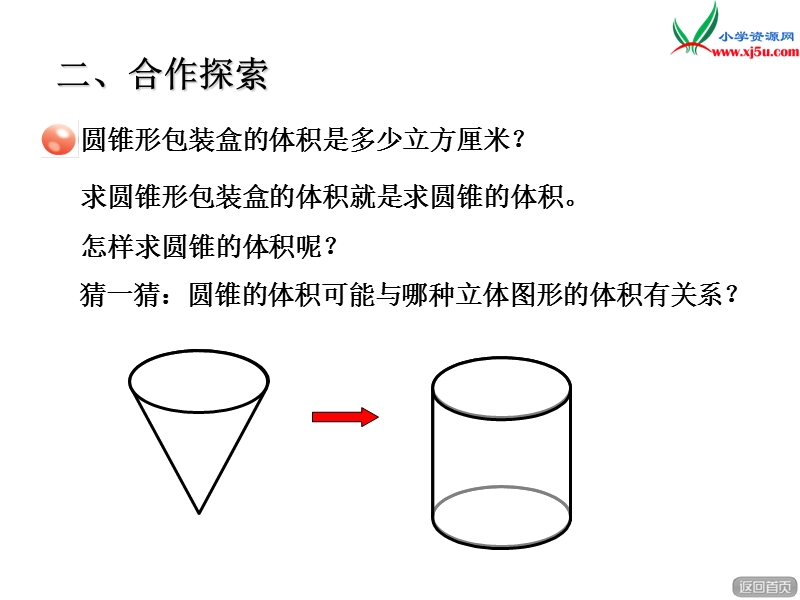 2016春青岛版数学六下第二单元《冰淇淋盒有多大—圆柱和圆锥》（圆锥的体积）课件.ppt_第3页