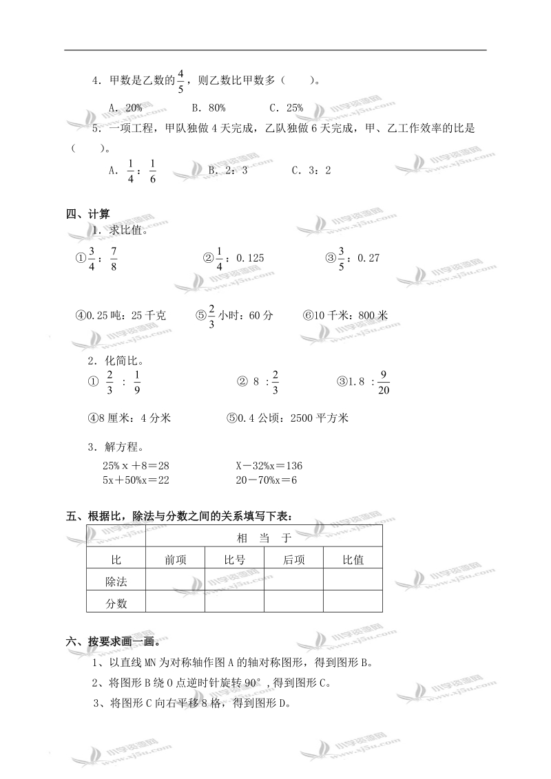 （人教新课标）六年级数学上册每周一练 （七）.doc_第2页