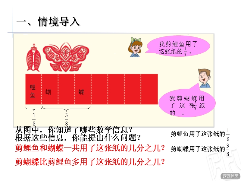 2016春青岛版数学五下第三单元《剪纸中的数学》（同分母分数加减法）课件.ppt_第3页