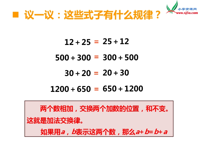 （西师大版）四年级数学上册第二单元 第3课时 加法运算律（1）.ppt_第3页