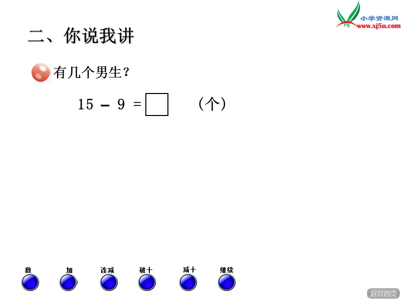 （青岛版）2016春一年级数学下册 第一单元《逛公园 20以内的退位减法》（信息窗1）课件.ppt_第3页