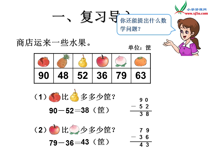 （人教新课标）二年级数学上册 2.2两位数减两位数(例4 解决问题)课件.ppt_第2页