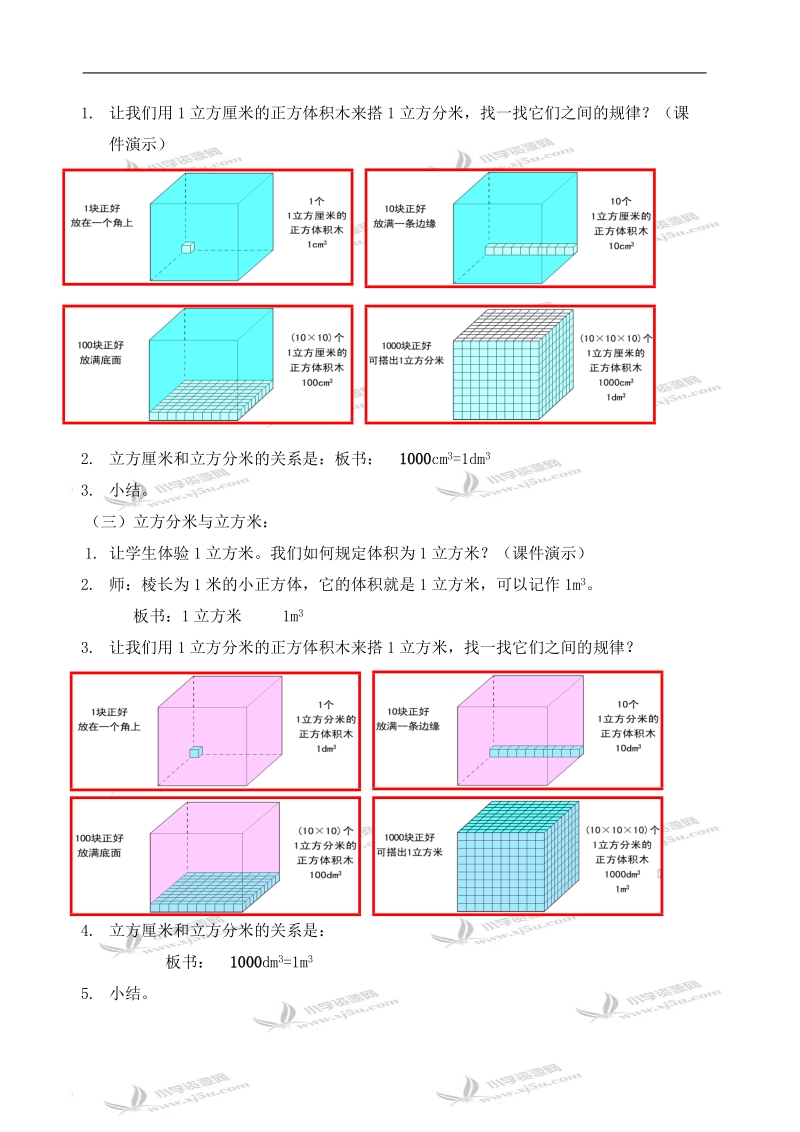 （沪教版）五年级数学下册教案 立方分米、立方米 1.doc_第2页