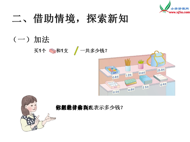 （人教新课标版）2016春三年级数学下册 7《小数的初步认识》简单的小数加、减法课件.ppt_第3页