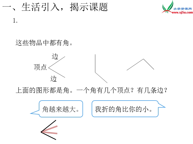 2017年（人教版）二年级数学上册第3单元第1课时 认识角.ppt_第2页