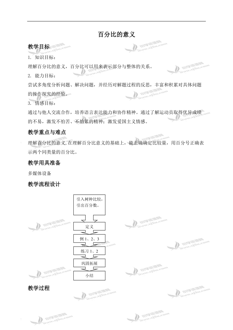 （沪教版）六年级数学上册教案 百分比的意义 1.doc_第1页