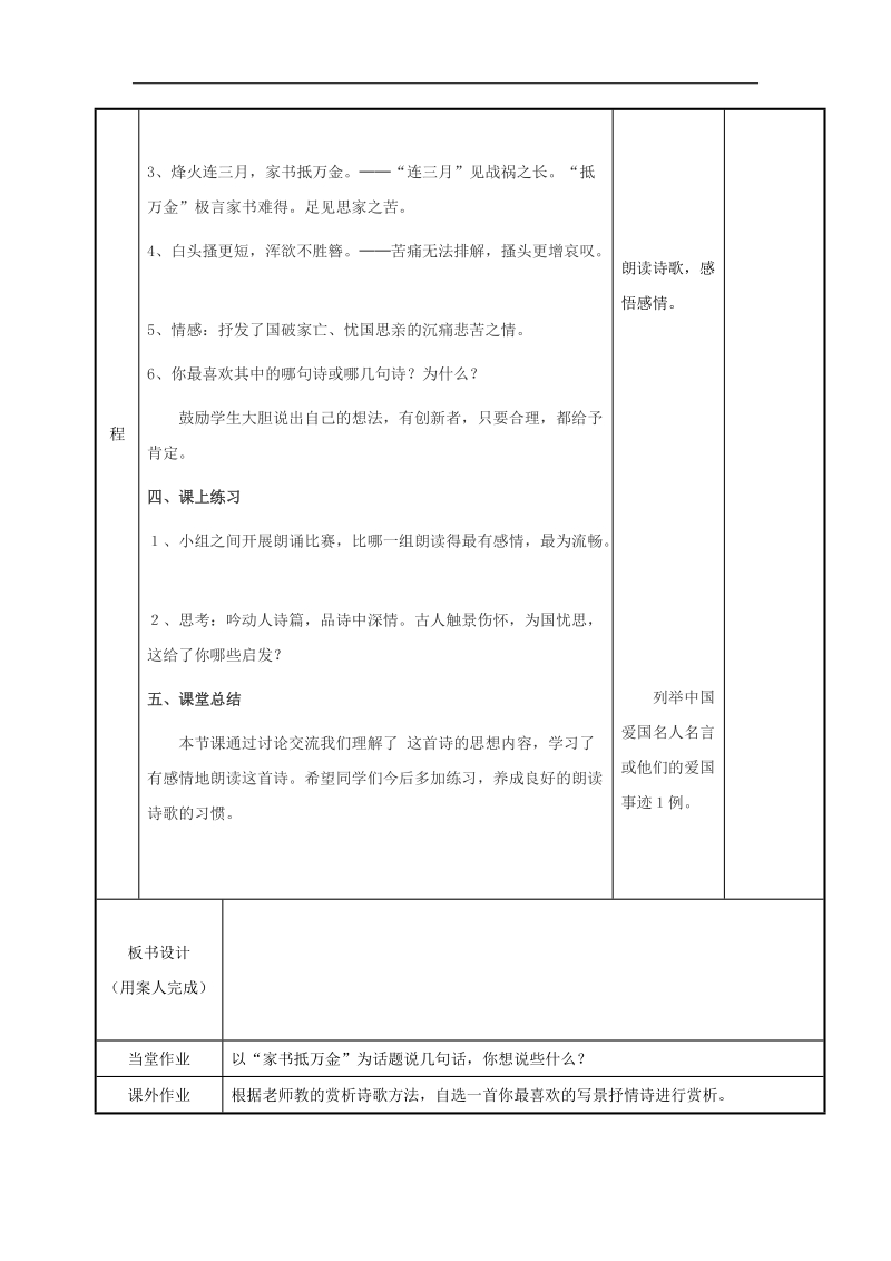 [新人教版]江苏省新沂市第二中学语文2018年八年级上册25课 杜甫诗三首----春望教案.doc_第3页