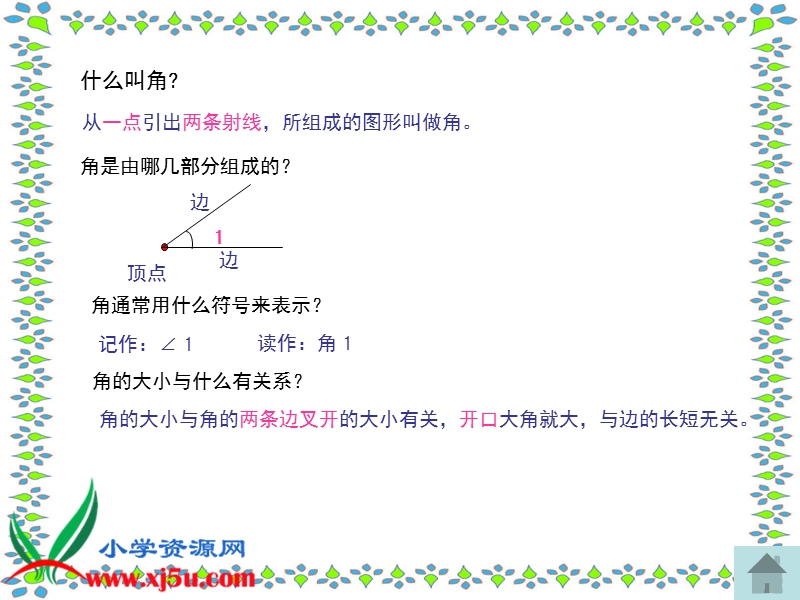 （人教新课标）四年级数学上册课件 角的度量复习.ppt_第3页