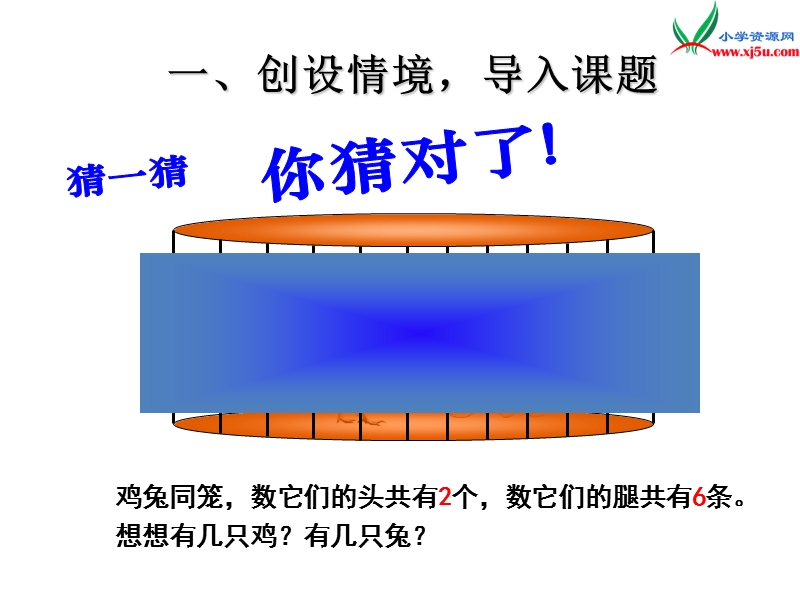 （人教新课标版）2016春四年级数学下册 9.1《鸡兔同笼》课件.ppt_第2页