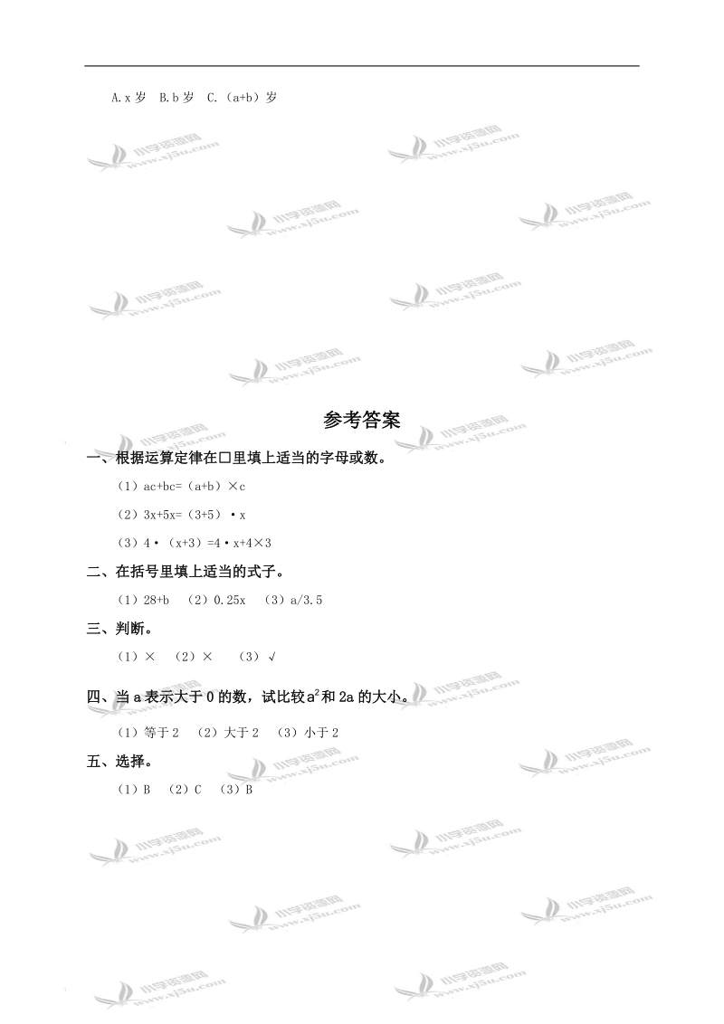 （人教新课标）五年级数学上册 用字母表示数（四）.doc_第2页