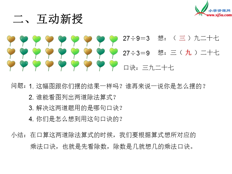 （人教新课标）2016春二年级数学下册第4单元课题 2  用9的乘法口诀求商.ppt_第3页