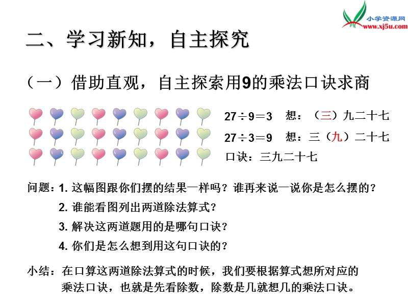 （人教新课标版）2016春二年级数学下册 4《表内除法（二）》用9的乘法口诀求商课件.ppt_第3页