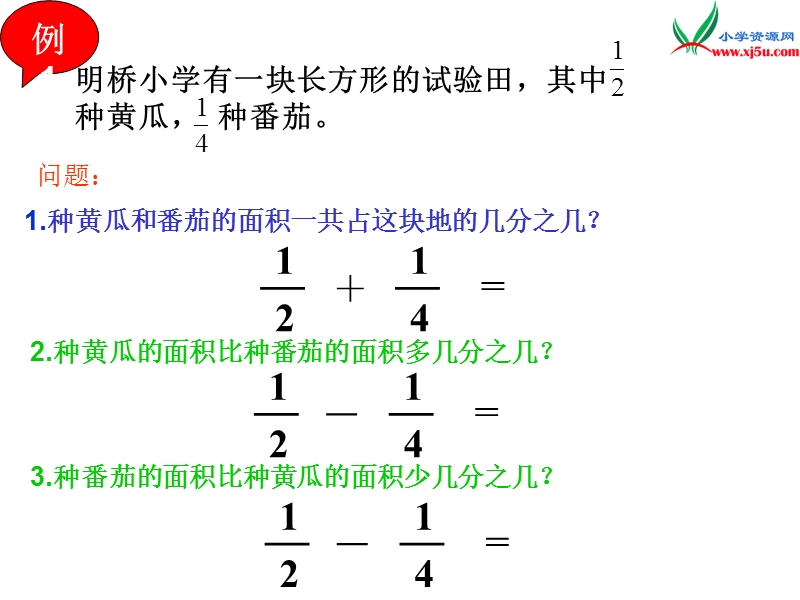 （苏教版）2016春五年级数学下册 第五单元5.1 异分母分数加、减法.ppt_第3页