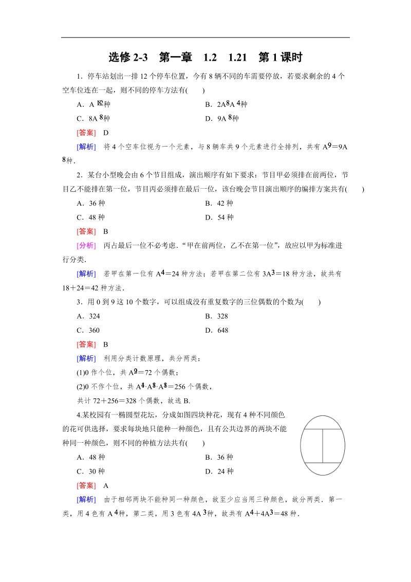 【成才之路】高中数学（人教a版，选修2-3）备选练习：1.2.1 第1课时排列1.doc_第1页