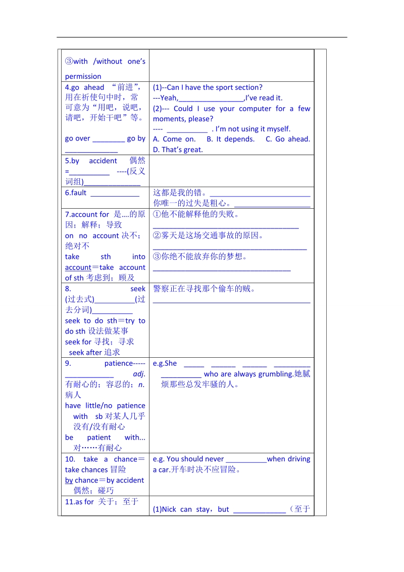 山东省英语高中人教版学案 必修三学生版：unit 3 the million pound bank note 单词.doc_第2页