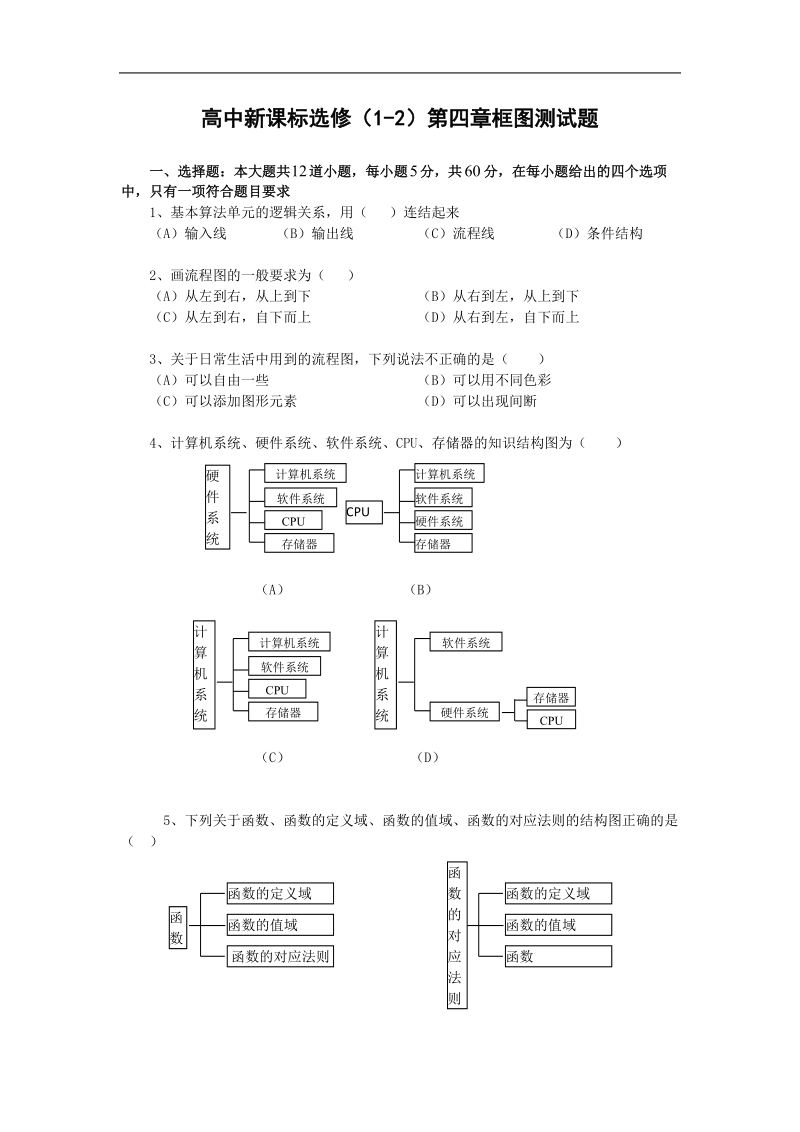 数学：4.2《结构图》综合测试4（新人教b版选修1—2）.doc_第1页