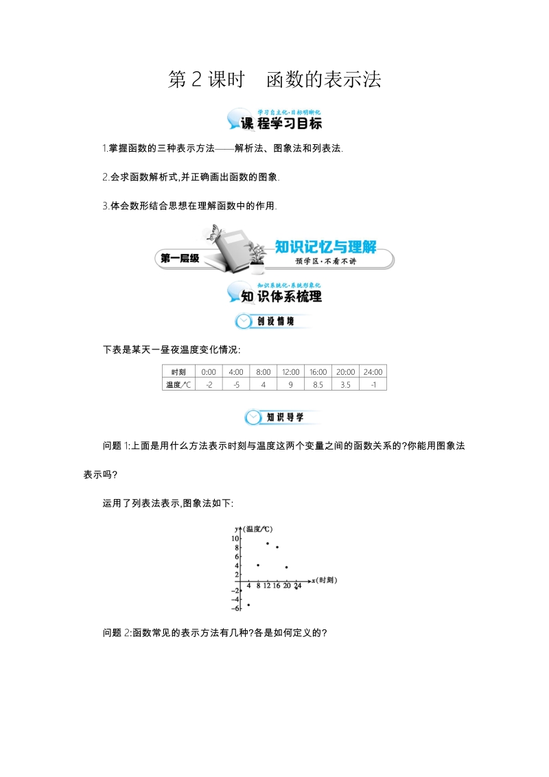 江苏省响水中学苏教版数学必修一第二章《第2课时 函数的表示法》导学案.doc_第1页