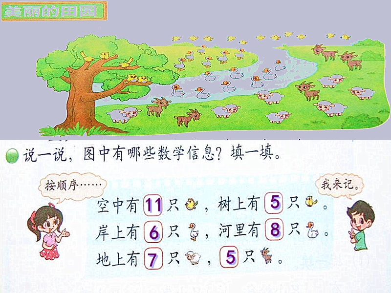 （北师大版）2016春小学一年级下数学课件：第1单元 美丽的田园2.ppt_第3页