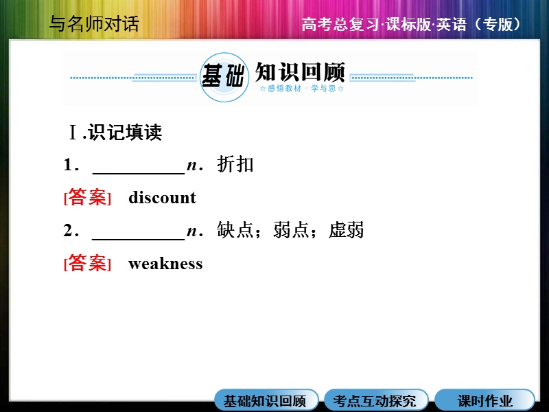 【与名师对话】2015届高三英语（人教版）总复习课件：必修3：unit 2  healthy eating.ppt_第2页