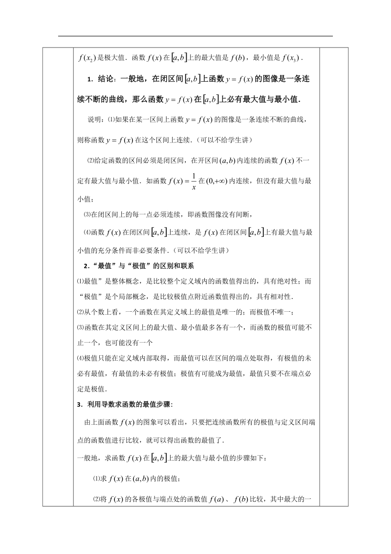 安徽省2017年人教版高中数学选修1-1教案：3.3.3函数的最大（小）值与导数.doc_第2页