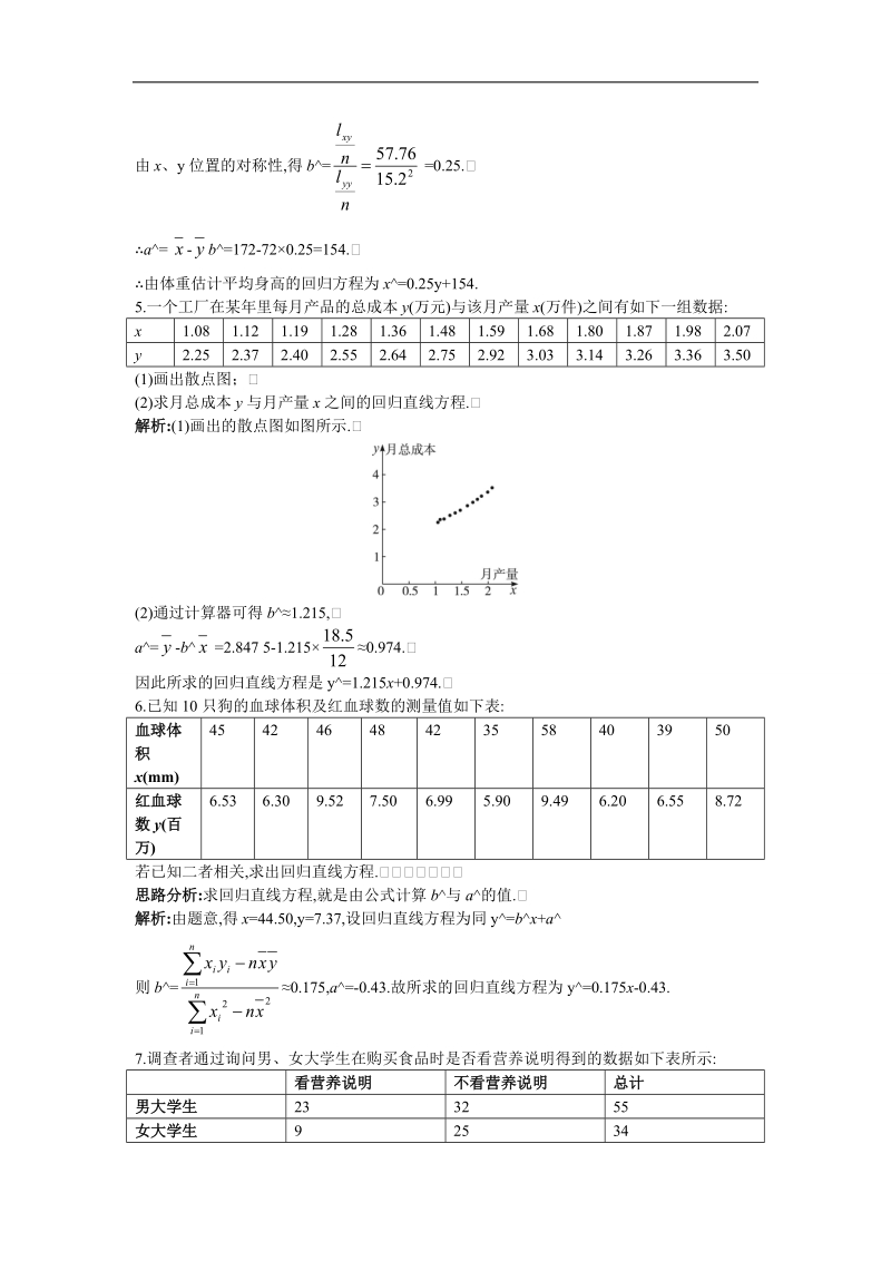 2017学年高中数学苏教版选修2-3课后导练：3.2　回归分析 word版含解析.doc_第3页