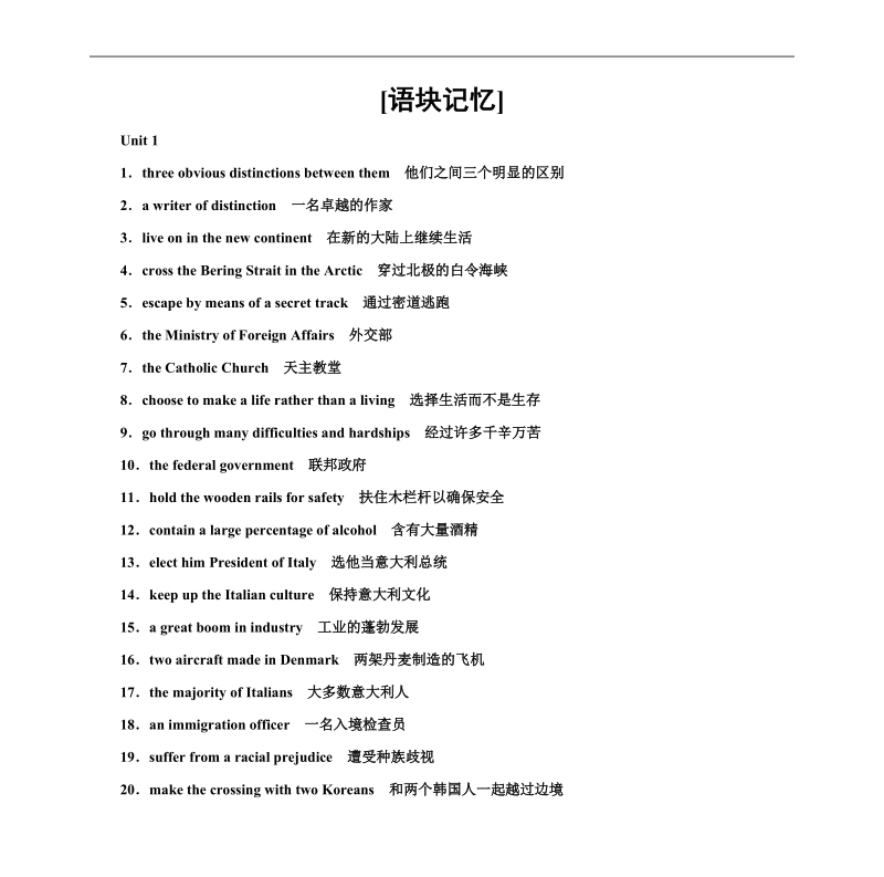 【金版学案】高中英语选修8（人教版）语块记忆.doc_第1页