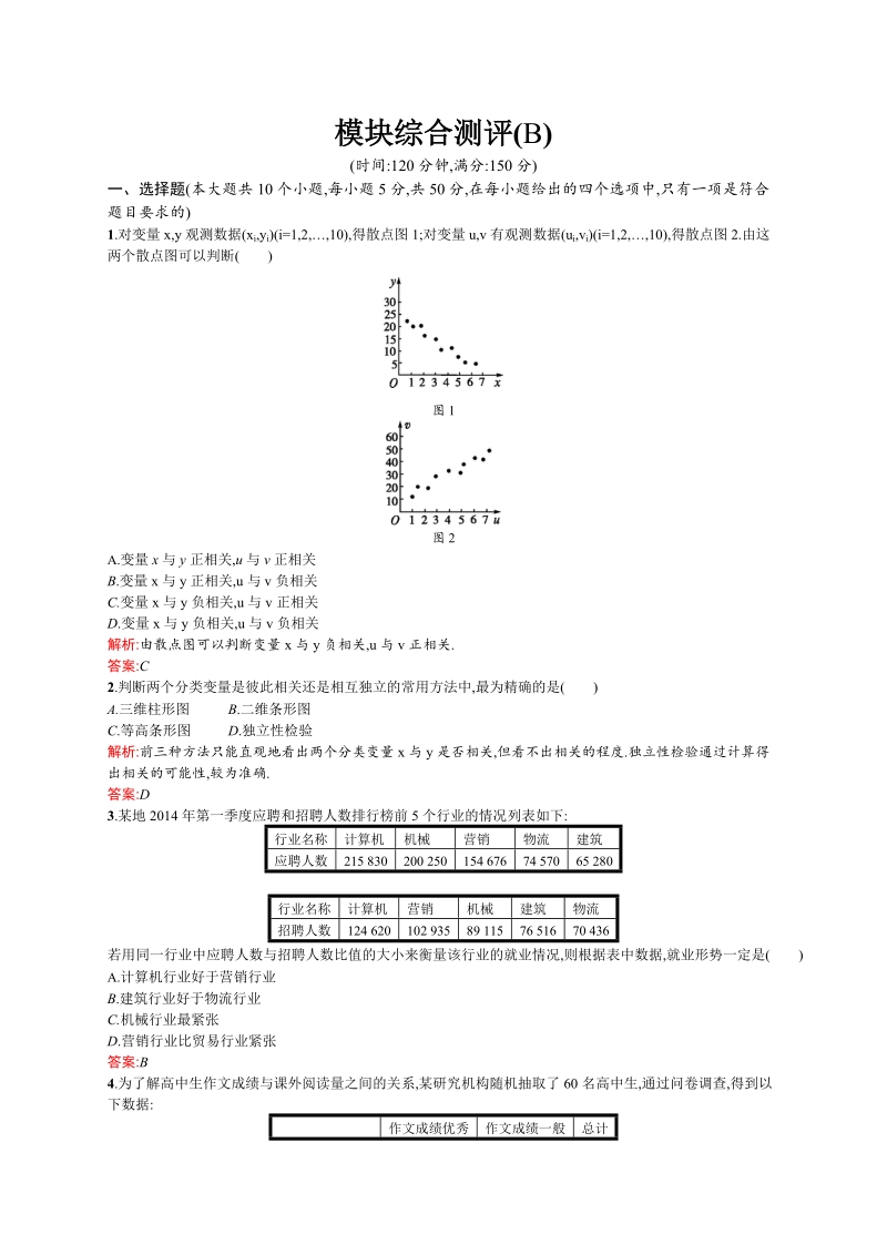 【同步测控】高二数学人教a版选修2-3模块检测b .doc_第1页