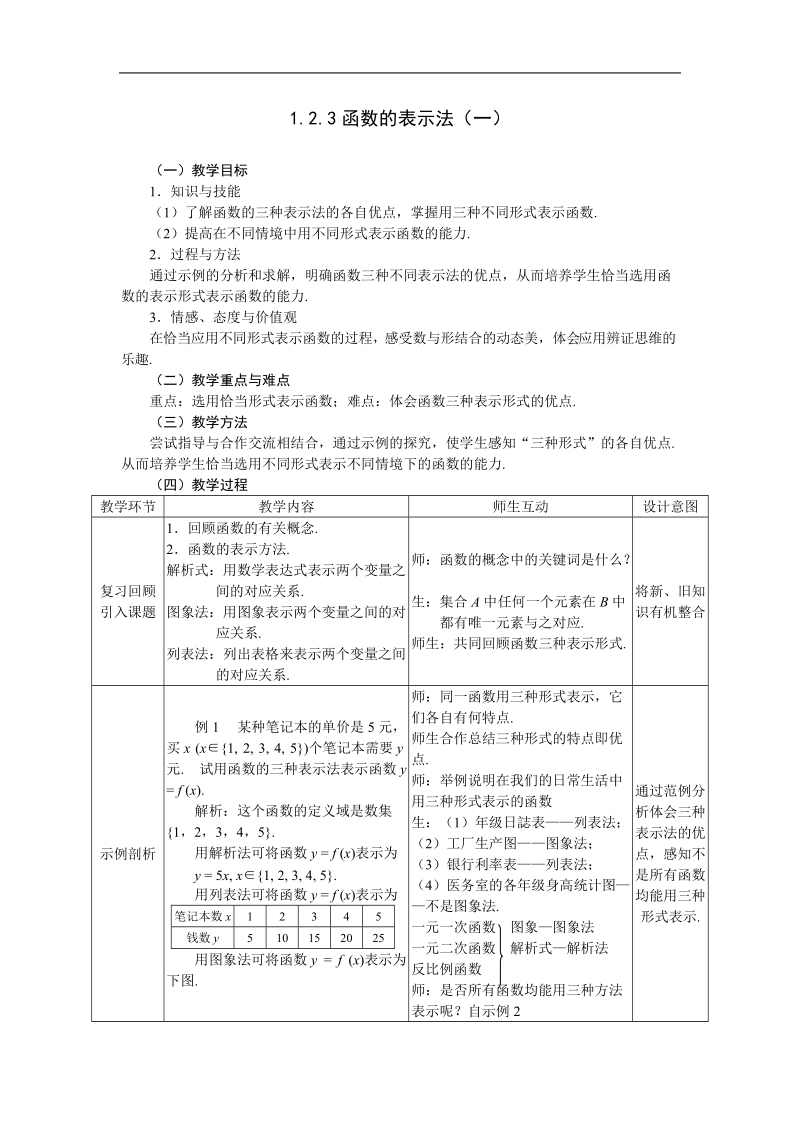 《函数的表示法》（一）教案10（新人教a版必修1）.doc_第1页