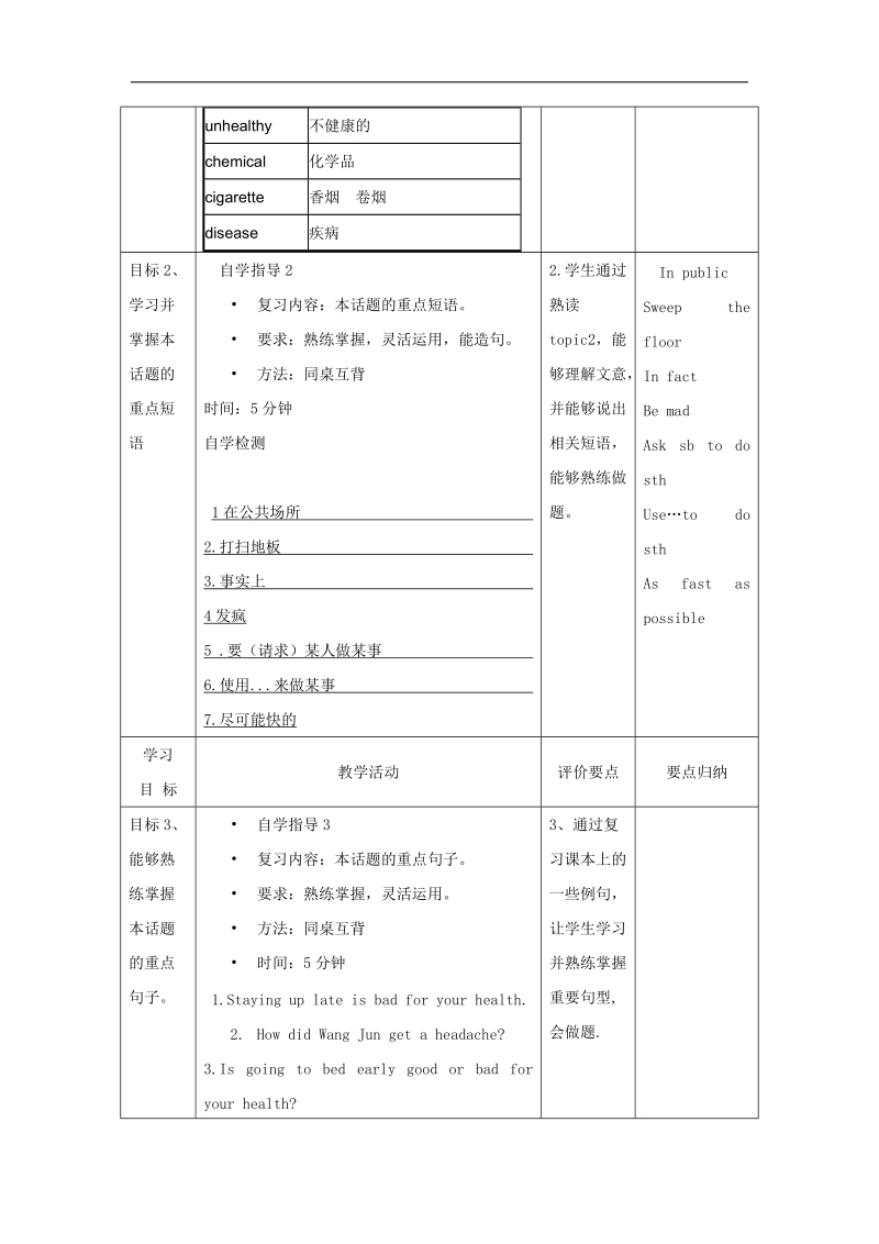 【仁爱版】2015秋 市优质资源评比优秀作品 八年级英语上册 unit 2 topic 2 复习课教案.doc_第3页